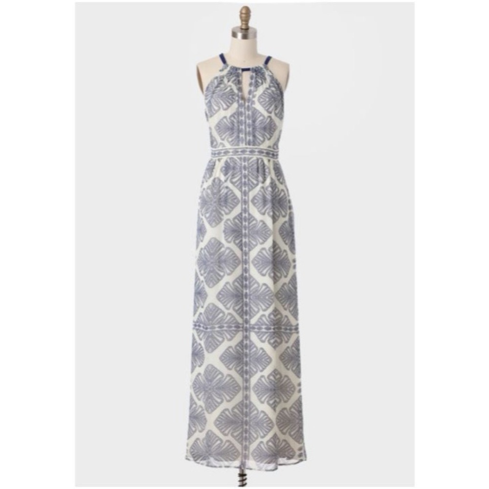 Vince Camuto Navy Medallion Chiffon maxi